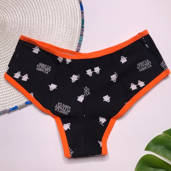 Victoria’s Secret PINK Cotton Cheekster Panty Black Halloween Ghost NEW - Picture 3 of 4